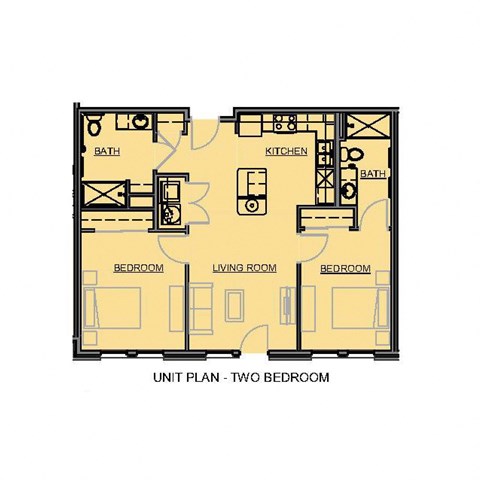 2D Floorplan of 2 Bedroom 1 Bath-1